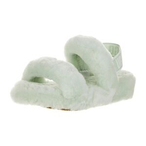 UGG Oh Yeah Platform Slides Plush & Fluffy Shearling in Retro Light Mint Sz 9
